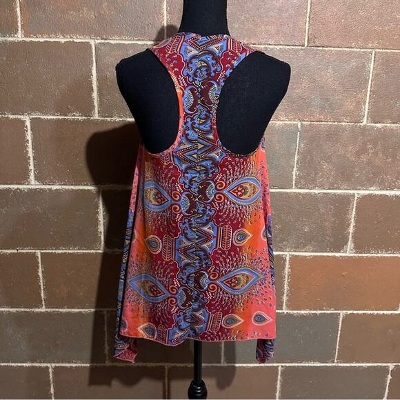 Fashion Fuse Paisley Colorblock Racer Back Flowy Tank Top Women's S Small - Picture 5 of 8